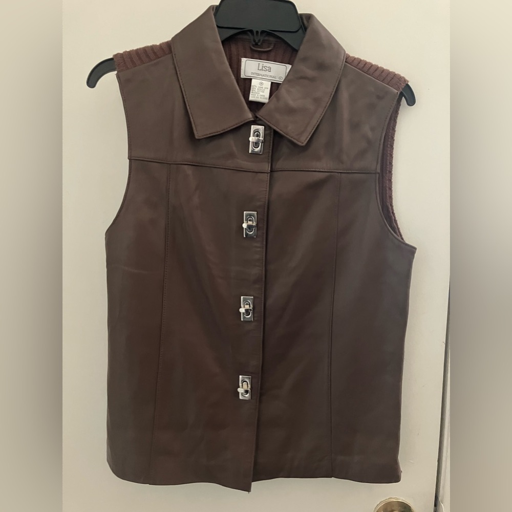 Lisa International Leather Brown Vest